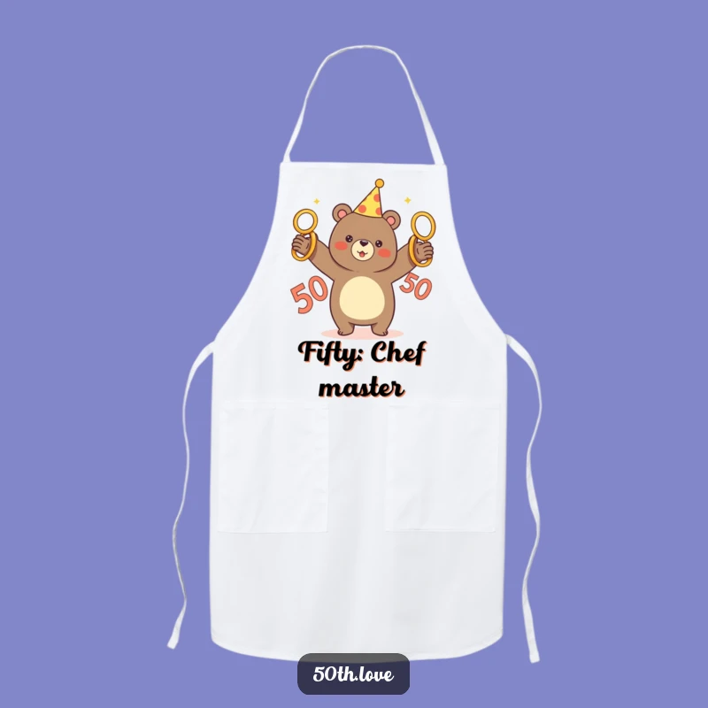 Funny Bear Chef Apron: Hilarious 50th Birthday Cooking Gift!