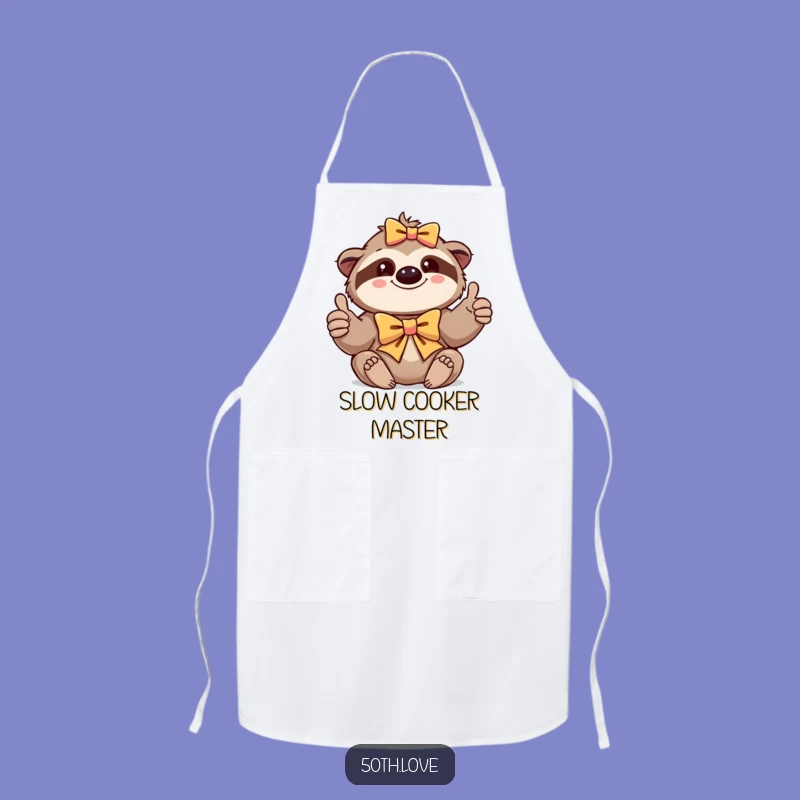 Funny Sloth Thumbs-Up Apron: Cook with Calm and Charm