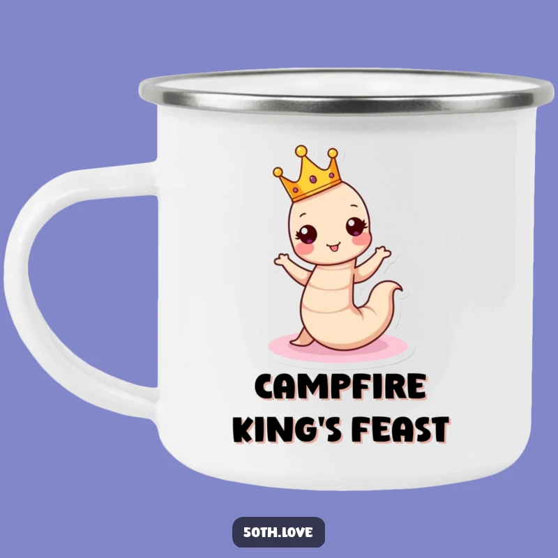 Funny Birthday Worm Camping Mug: celebrate outdoors like royalty