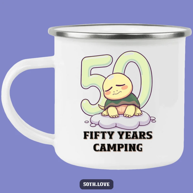 Funny 50th Birthday Turtle Camping Mug: slow sips for a big milestone