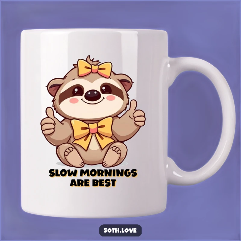 Funny Sloth Thumbs-Up Mug: Relaxed Joyful Gift for Slow Living Fans
