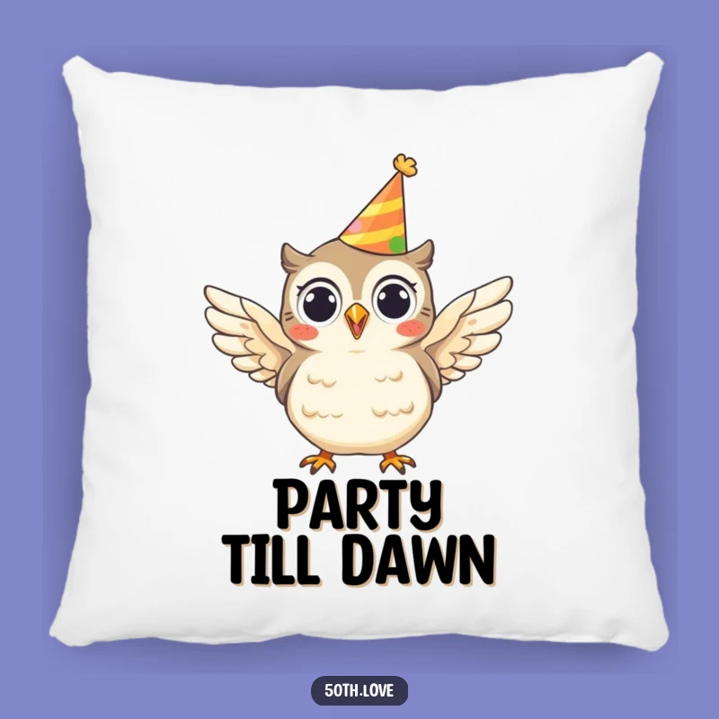 Cozy Cheerful Owl Party Pillow: Snuggle Up with Funny Celebration Comfort!