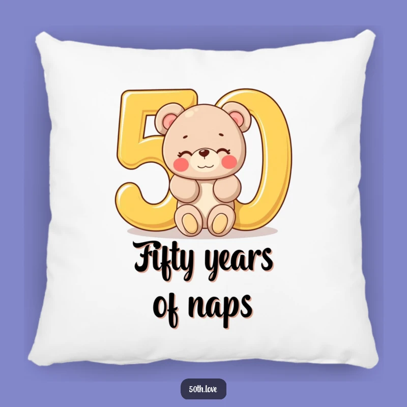 Funny 'Beary' 50th Birthday Pillow - Cozy Teddy Bear Golden Year Decor