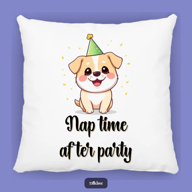 Funny Dog Juggling Confetti Pillow - Cozy Birthday Pup Cushion