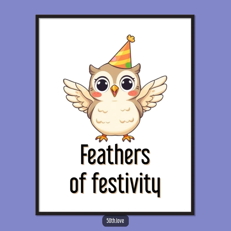 Cheerful Owl Party Digital Art Print: Instant Funny Whimsical Decor!