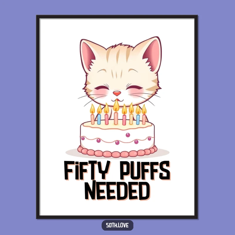 Funny Kitten 50th Birthday Digital Art: Hilarious Printable for Milestone Decor