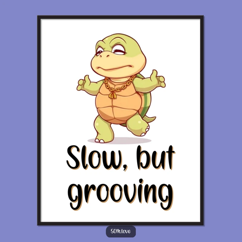 Funny Turtle 50th Birthday Digital Art: Hilarious Printable for Milestone Decor