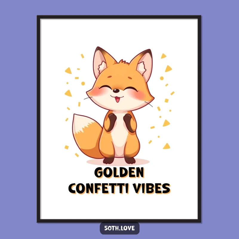 Giggling Fox Juggling Confetti Digital Art Print: Instant Funny Party Decor!