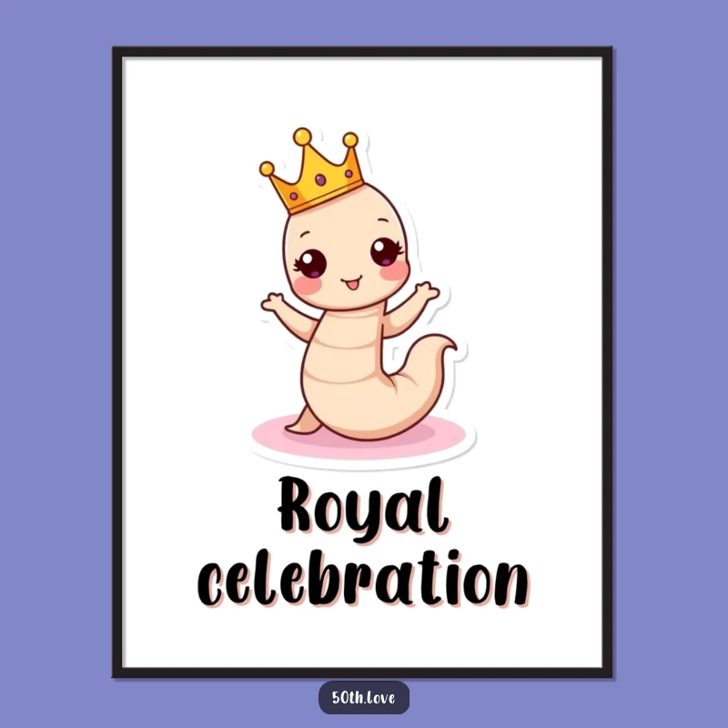 Funny Birthday Worm Digital Art: vibrant decor for a royal party