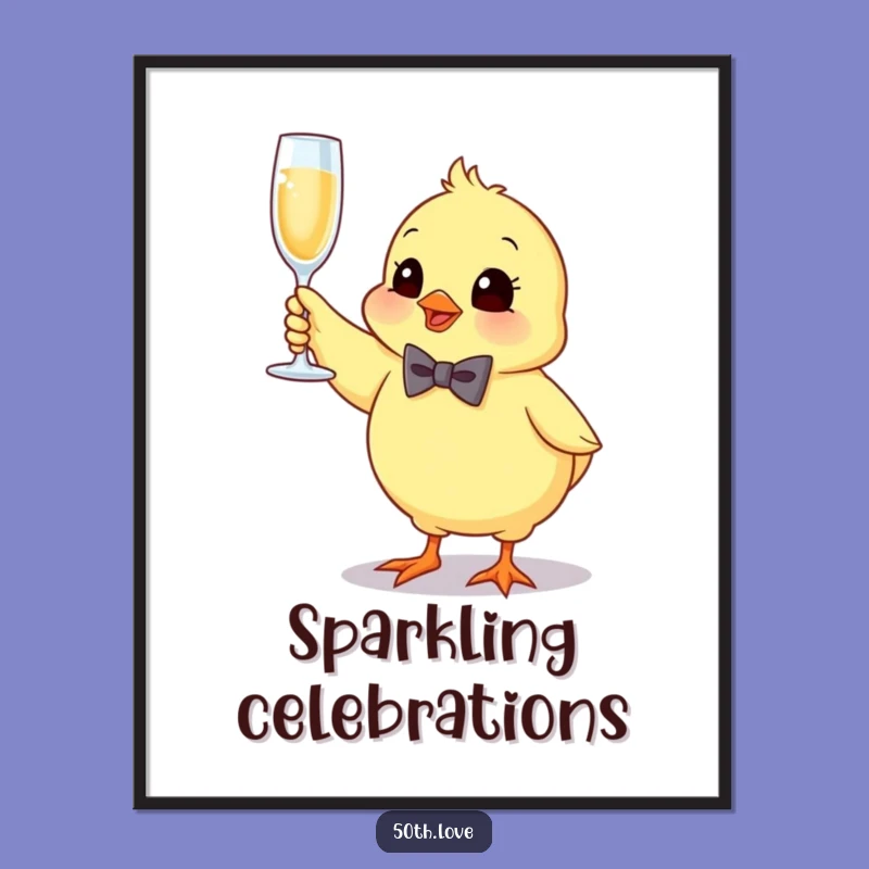 Instant Celebration: Funny Bouncing Chick Champagne Digital Art Print