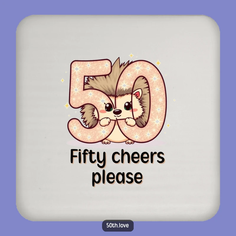 Funny Hedgehog 50th Birthday Coaster: Protect Surfaces with a Smile