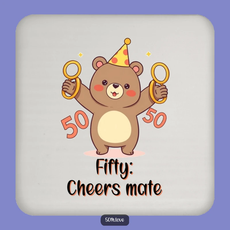 Funny Bear Coaster for 50th Birthday: Protect Surfaces in Style!