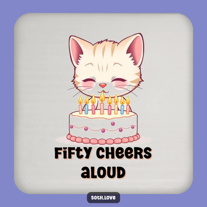 Funny Kitten 50th Birthday Drink Coaster: Hilarious Protection for Party Tables