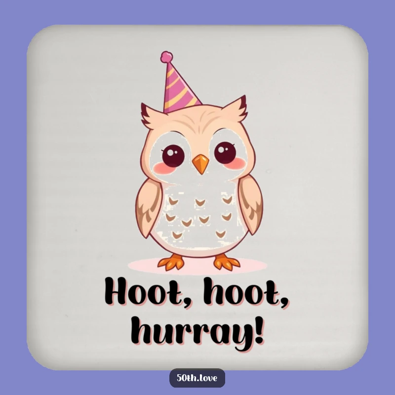 Funny Cheerful Owl Party Coaster - Tooting Horn Drink Charm