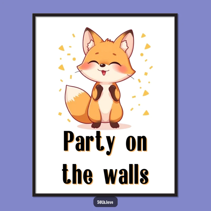 Giggling Fox Juggling Confetti Poster: Funny Art to Brighten Your Space!