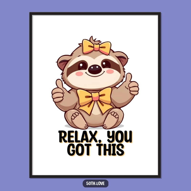 Funny Sloth Thumbs-Up Poster: Bring Relaxed Vibes Home Today