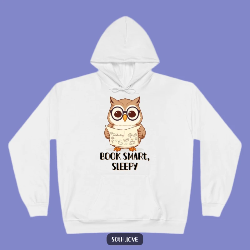 Cozy Wisdom: Funny Owl Reading Scroll Hoodie for Smarty Pants