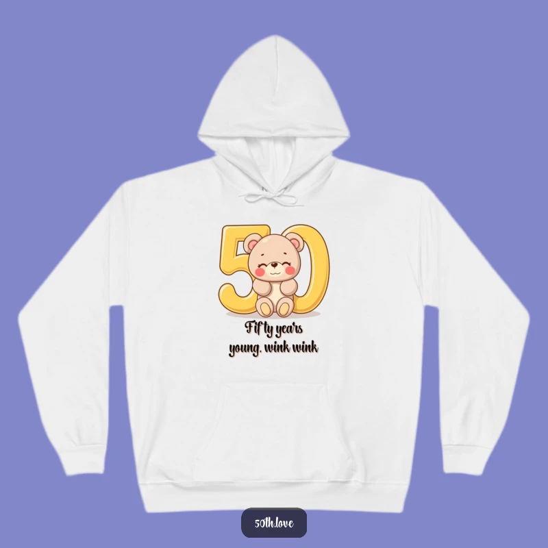 Funny 'Beary' 50th Birthday Hoodie - Cozy Teddy Bear Golden Year Sweatshirt