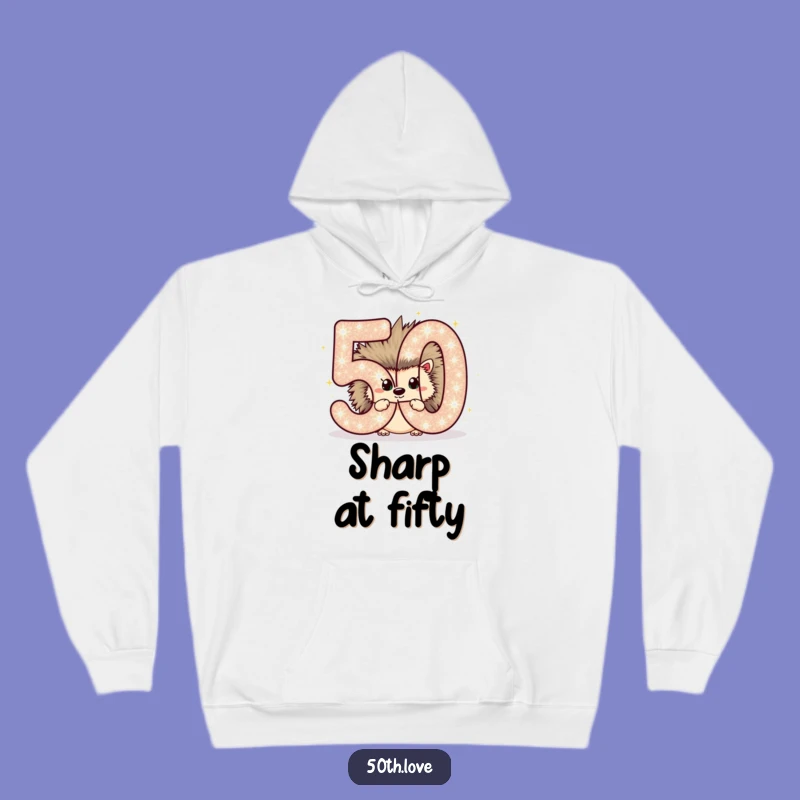 Cozy Funny Hedgehog 50th Birthday Hoodie: Warm Wishes and Laughs