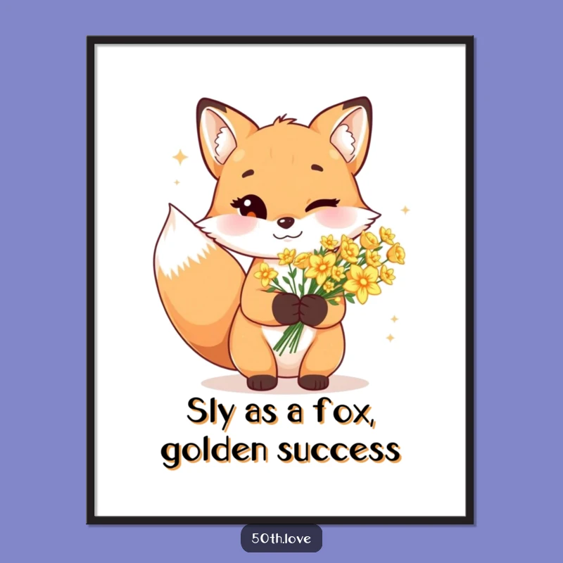 Free Printable Fox Wall Art: Winking Bloom Funny Downloadable Decor Gift
