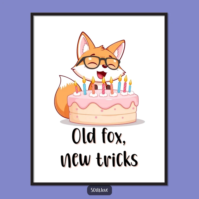 Free Printable Funny Wall Art: Giggling Fox Birthday Decor Downloadable