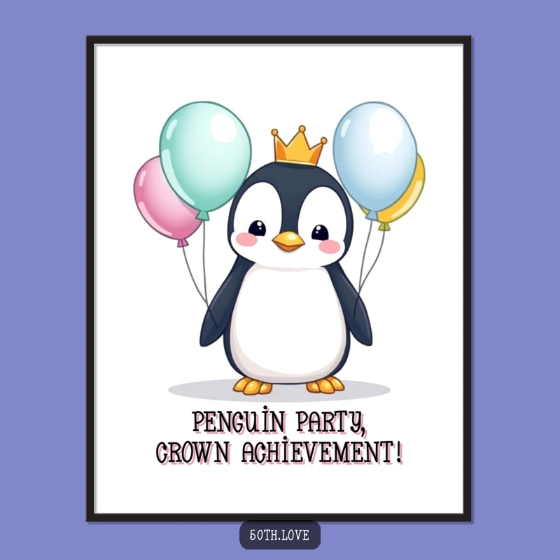 Free Printable Funny Penguin Crown Art - Whimsical Downloadable Decor for Any Space