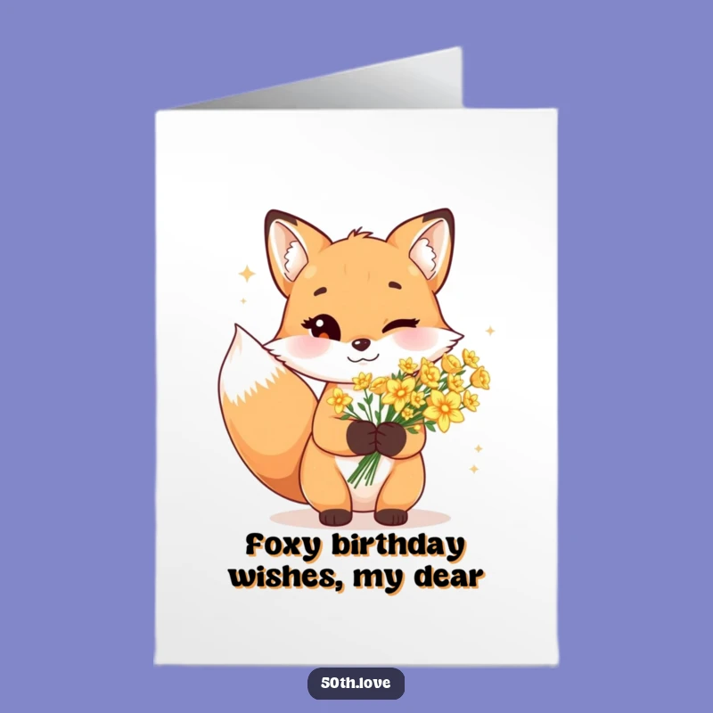 Free Printable Fox Birthday Card: Winking Bloom Funny Downloadable Gift