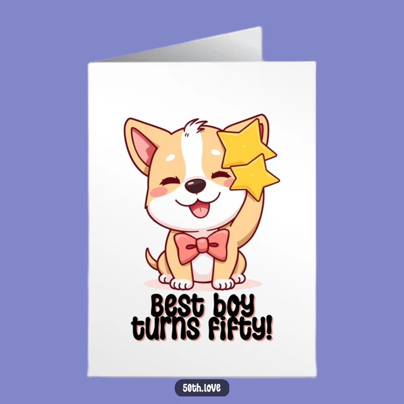 Free Printable Funny Dog Birthday Card - Winking Star Bow Tie Downloadable Gift