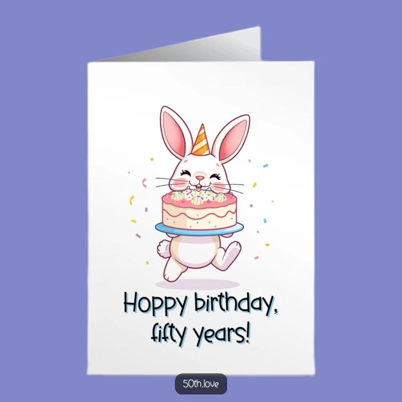 Free Printable Funny Bunny Birthday Card: Cake Presenting, Hilarious Downloadable Greeting