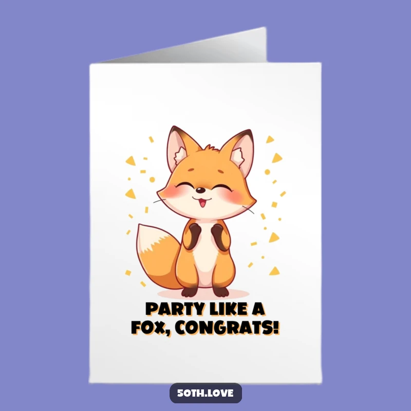 Free Printable Birthday Card: Giggling Fox Juggling Confetti, Fun Downloadable Celebration