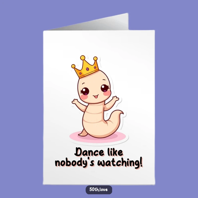 Free Printable Worm Card: Crowned with Success! Congrats with a Dance!