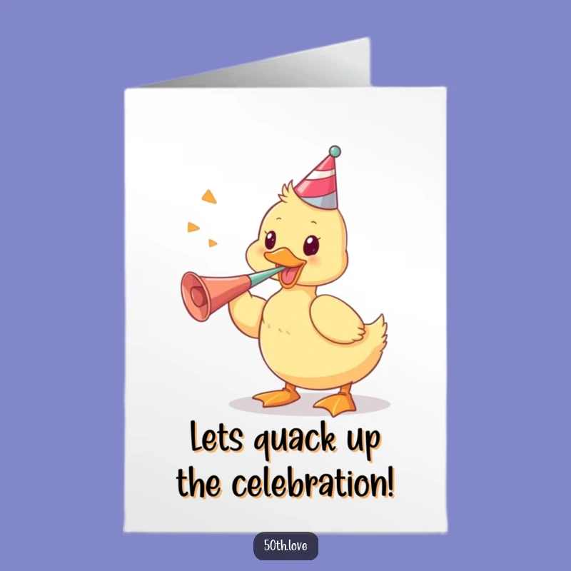 Free Printable Congratulations Card: Duckling's Victory Horn, Downloadable Success Blast
