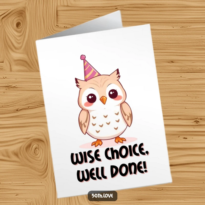 Funny Free Printable Congratulations Card: A cheerful owl toots a tiny party horn.