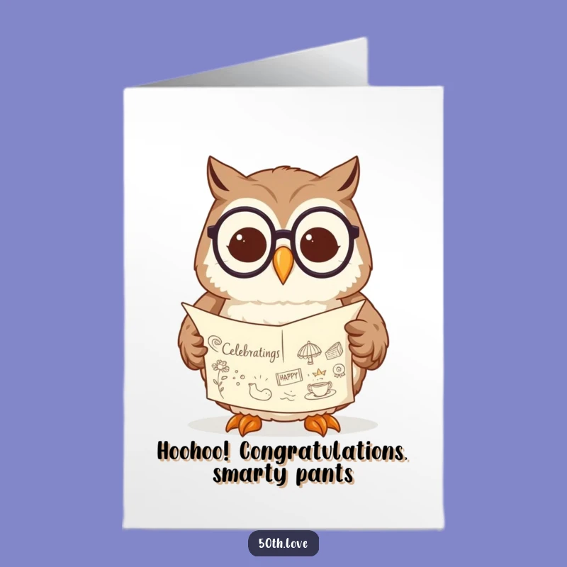 Free Printable Owl Congrats Card: Scholarly Achievement Funny Downloadable Gift