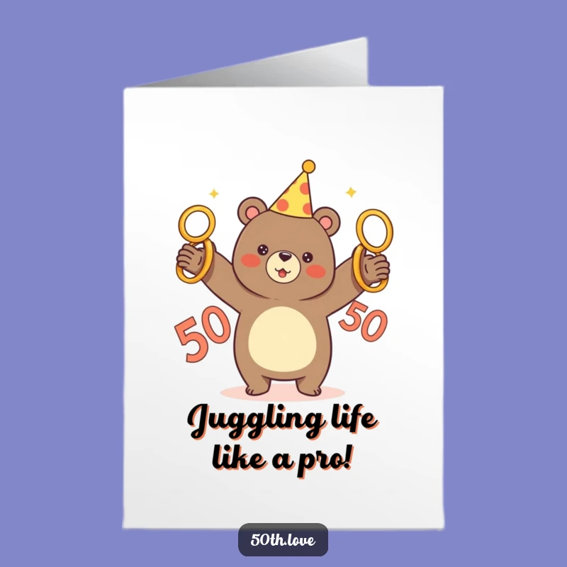 Free Printable Funny Congrats Card: Juggling Bear Milestone Celebration Downloadable