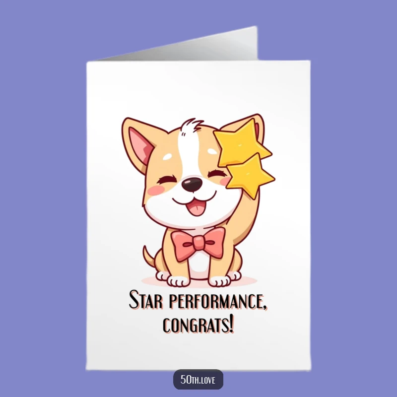 Free Printable Dog Star Congrats Card - Winking Bow Tie Downloadable Gift