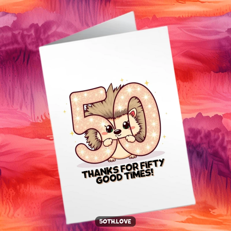 Funny Free Printable Thank You Card: A chubby hedgehog gently peeking out, conveying thanks with a touch of humor.