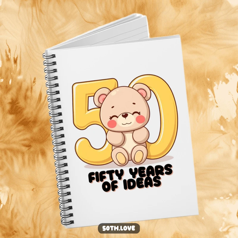 Funny '50th Birthday Bear' Notebook: A plush bear winks out of a golden number 50, ready to jot down witty thoughts and secrets.