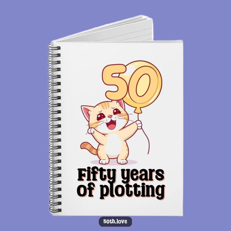 Funny Cat 50th Birthday Notebook - Mischievous Balloon Batting Journal