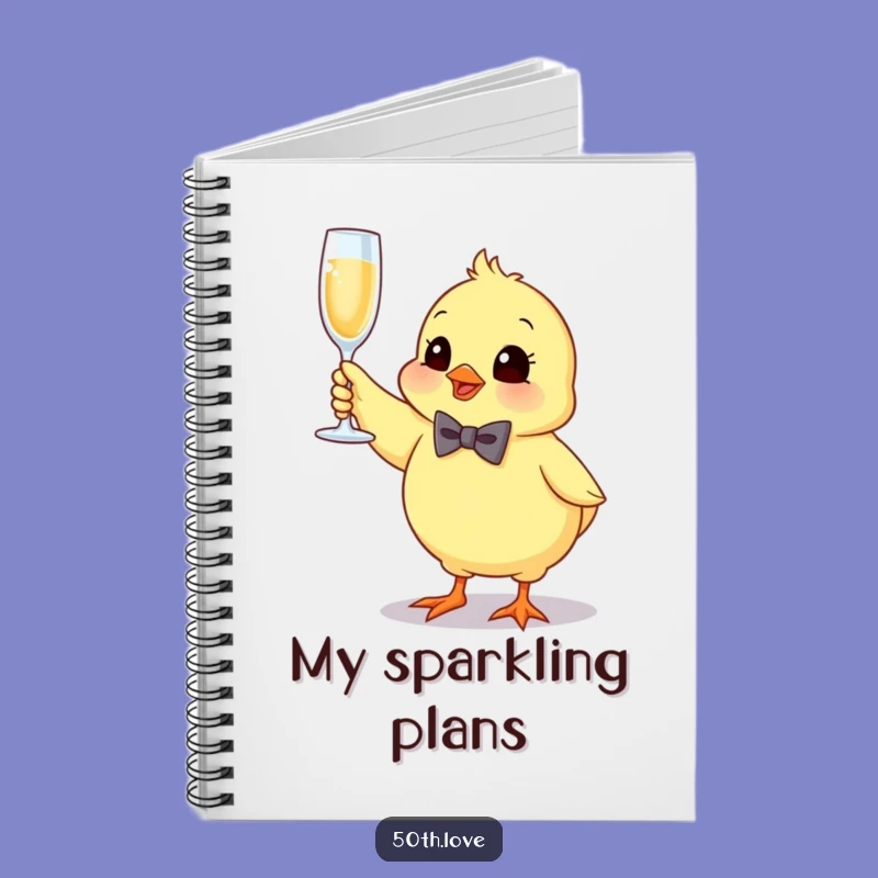 Jot Down Joy: Funny Bouncing Chick Champagne Notebook
