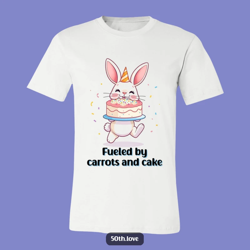 Funny Bunny Cake T-Shirt - Hopping Confetti Celebration Tee