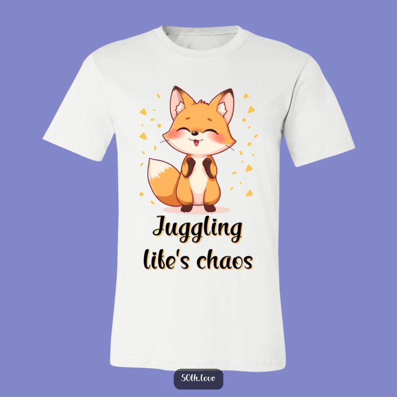 Giggling Fox Juggling Confetti T-Shirt: Funny Celebration Apparel for Joyful Souls
