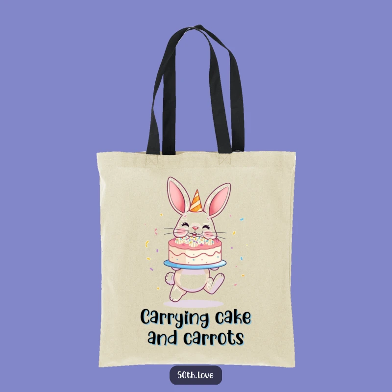 Funny Bunny Cake Tote Bag - Hopping Confetti Accessory