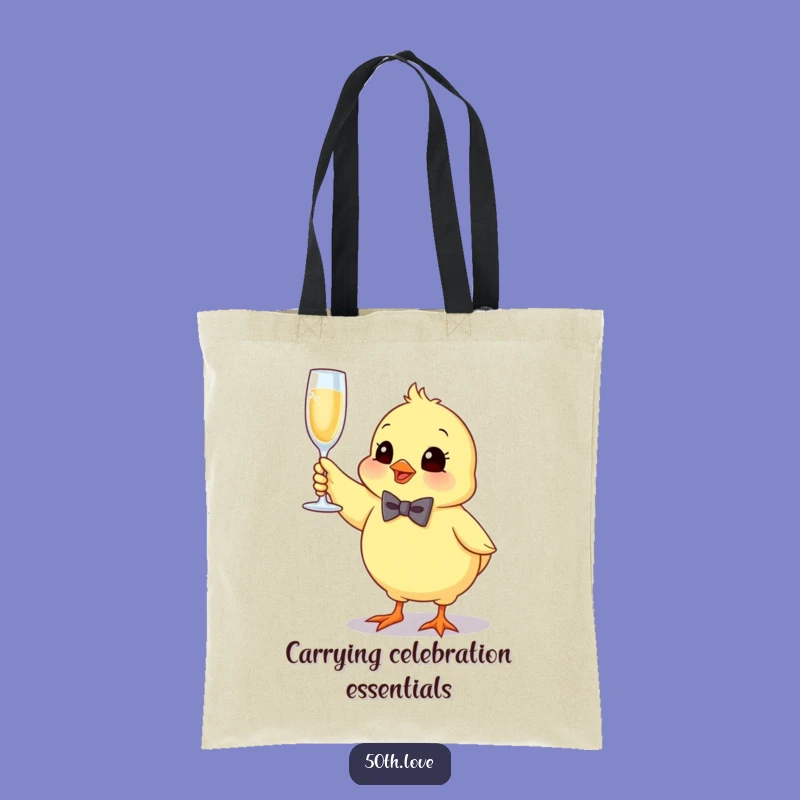 Carry the Cheer: Funny Bouncing Chick Champagne Tote Bag