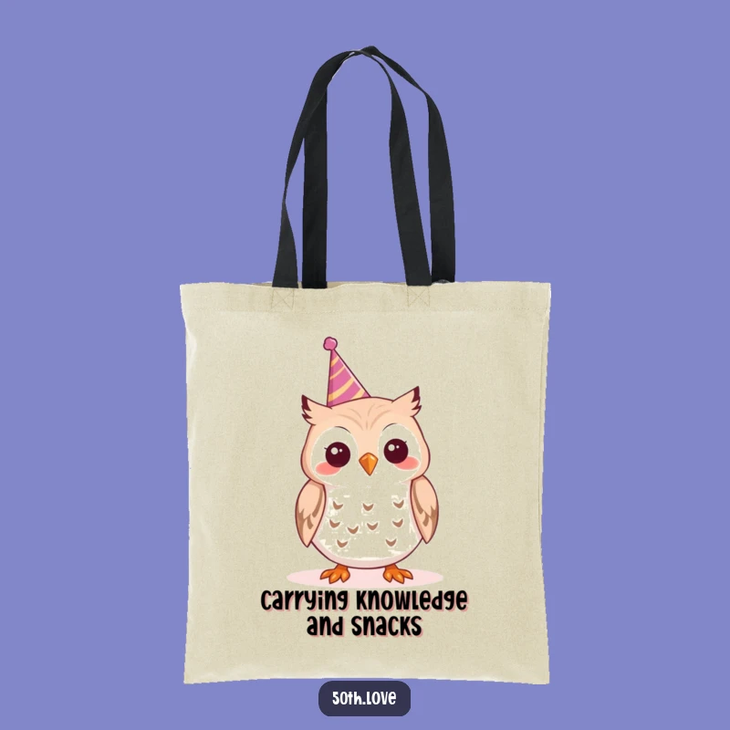 Funny Cheerful Owl Party Tote Bag - Tooting Horn Accessory