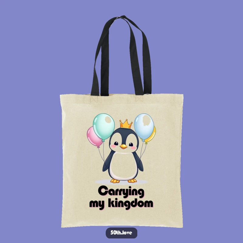 Funny Penguin King Birthday Tote Bag - Carry Your Royal Treats in Style!