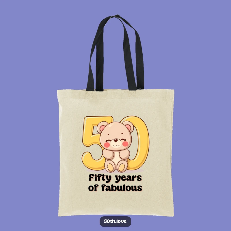 Funny 'Beary' 50th Birthday Tote Bag - Winking Teddy Bear Golden Celebration