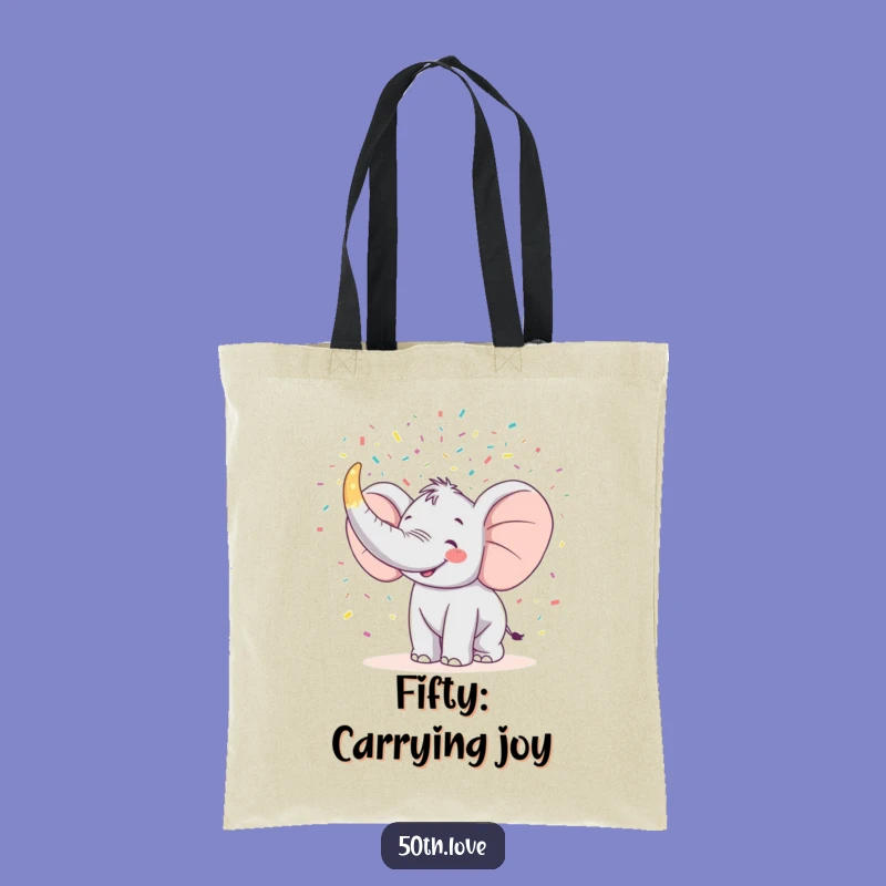 Funny Elephant Confetti Tote Bag: Stylish 50th Birthday Accessory Gift!